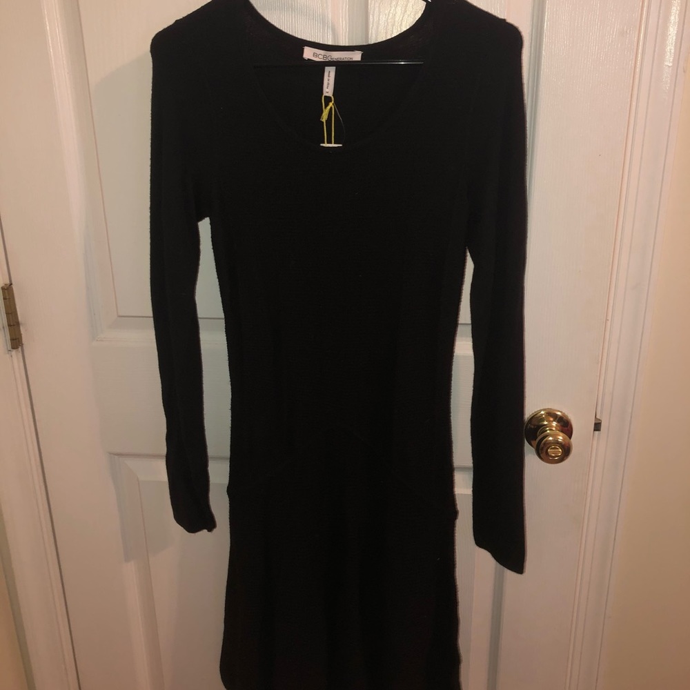 BCBG Ribbed Black Dress